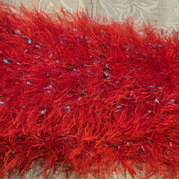 Ladies Red Crocheted Scarf - Picture 2 of 2